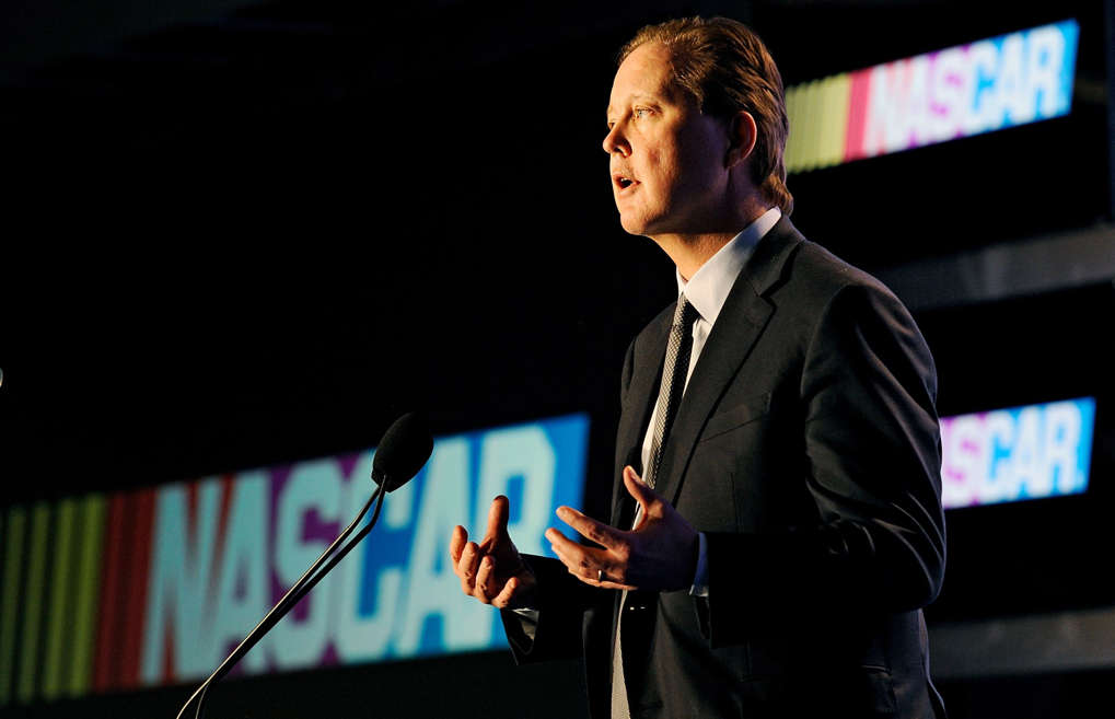 Brian France, CEO and Chairman of NASCAR, speaks during the NASCAR Sprint Media Tour at the Charlotte Convention Center on January 26, 2015 in Charlotte, North Carolina.