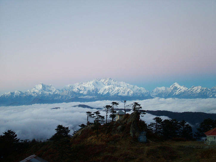 Sandakphu is perched at a height of 3636m above sea level, farther up from Darjeeling. It is a 12-hour trek from Maneybhanjan, although one can also hire jeeps or land-rovers from here to reach the place. River Teesta flows through Sandakphu and offers a chance of water sports such as river rafting. Few lodges are there for minimal accommodation. There are more options in Darjeeling. Nearest airport - Bagdogra, near Siliguri, 96 km from Darjeeling Nearest railway station – New Jalpaiguri, Siliguri.: Sandakphu, Darjeeling