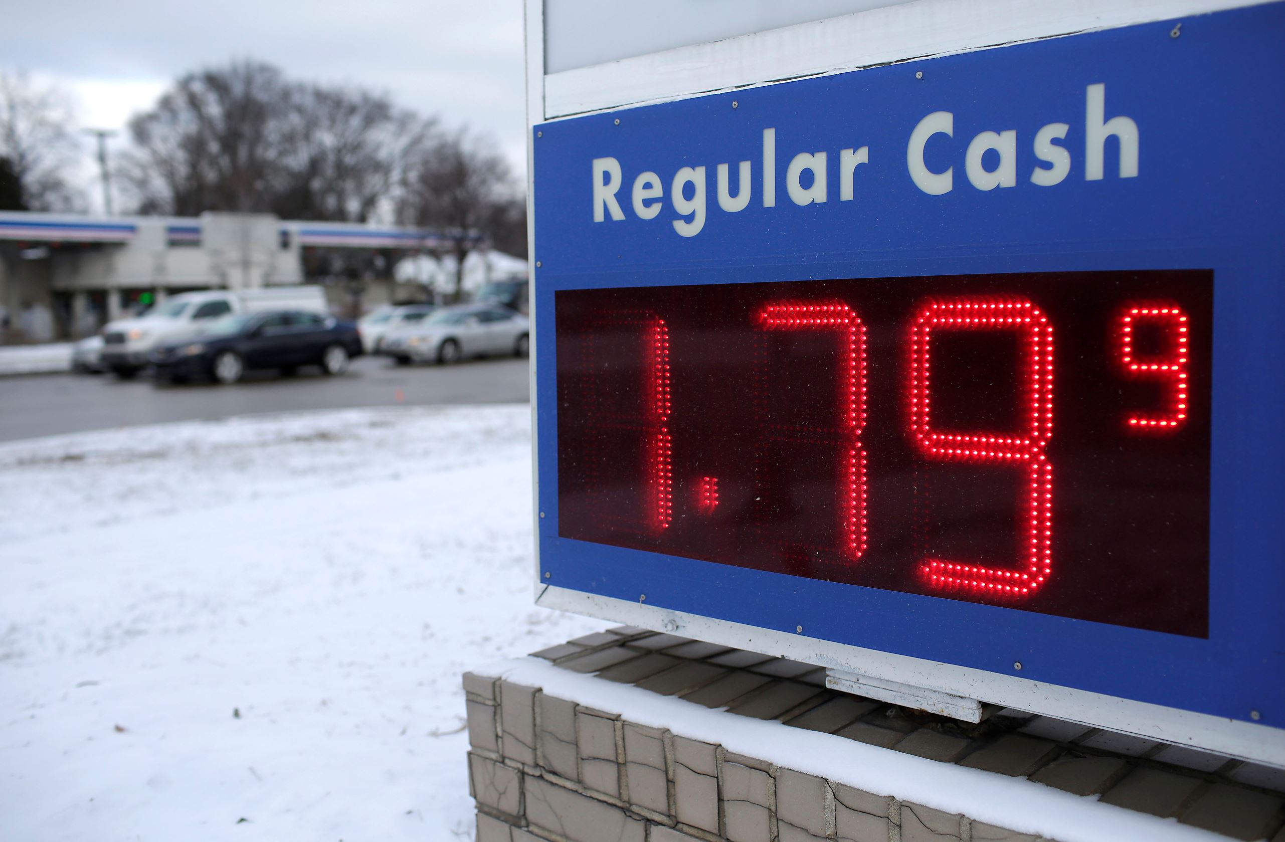 Prices are displayed at a gas station in Livonia, Michigan, January 6, 2015.