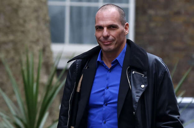 Varoufakis in London: die Lederjacke als Zeichen der Unangepasstheit des Finanzministers.  AA989CD