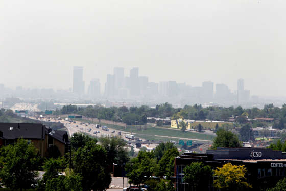 The Denver skyline from Interstate-25 in Thornton, Colo.  Ed Andrieski/AP Photo