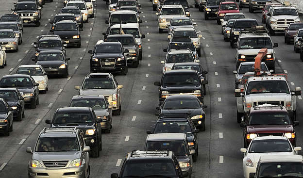 Traffic on the 495 Beltway is backed up from Bethesda to College Park due to emergency pothole repairs on the beltway along the Maryland / Washington, DC border on February 12, 2010. Linda Davidson/The Washington Post/Getty Images
