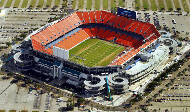 An aerial view shows Dolphin Stadium in Miami, Florida on December 7, 2006. Marc Serota/Getty Images