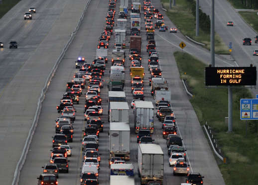 Traffic lines Interstate 45 leaving Houston as Hurricane Ike approaches the Texas Gulf Coast Thursday, Sept. 11, 2008 in The Woodlands, Texas. David J. Phillip/AP