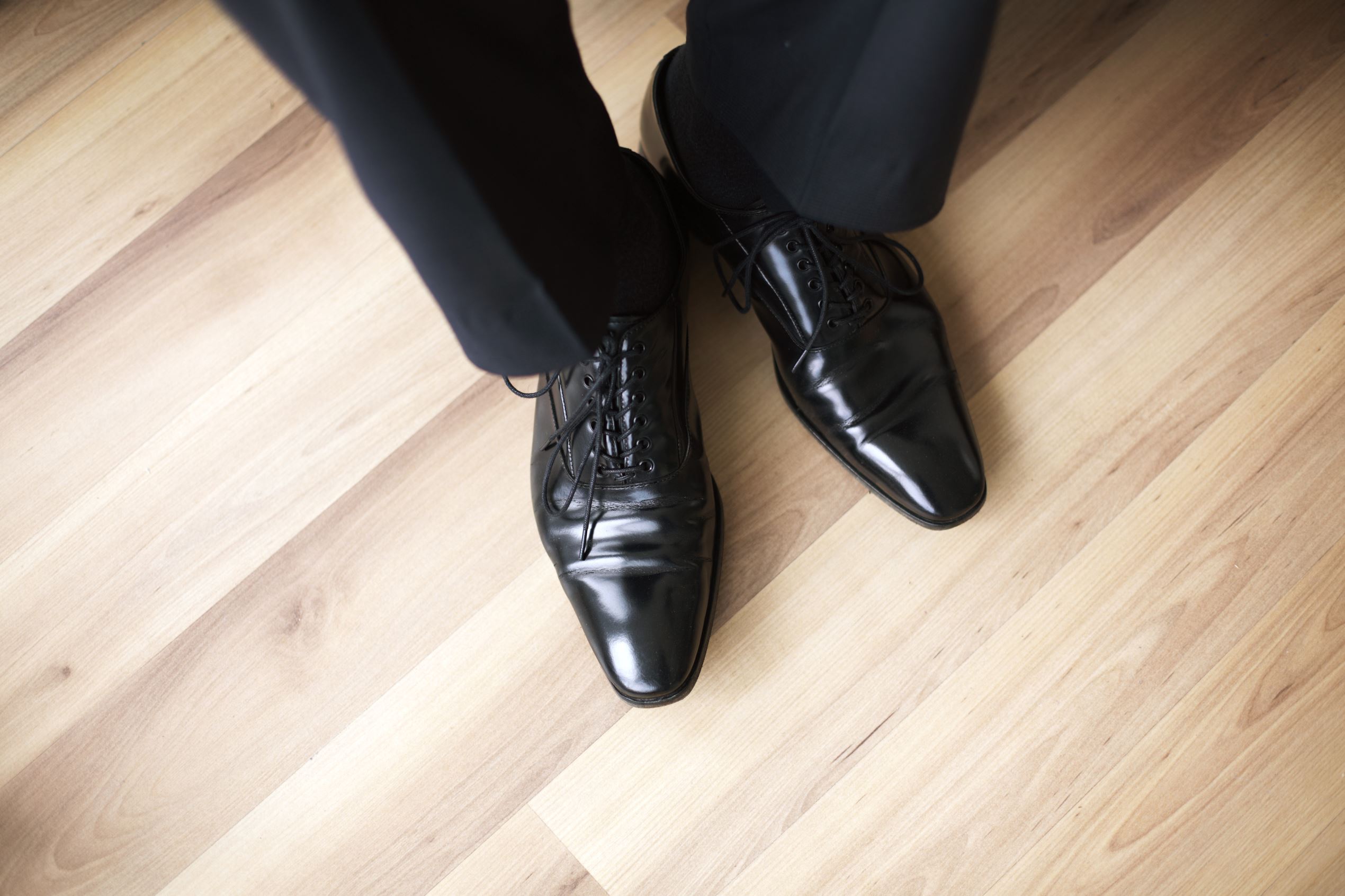 Man wearing leather shoes