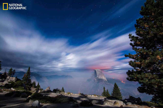 Half Dome Yosemite Large Fire - Judge Helbig, National Geographic 2014 Photo Contest