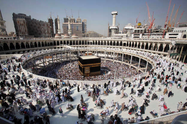 Muslim pilgrims circle the Kaaba at the Grand mosque during the annual Haj pilgrimage, in the holy city of Mecca.
