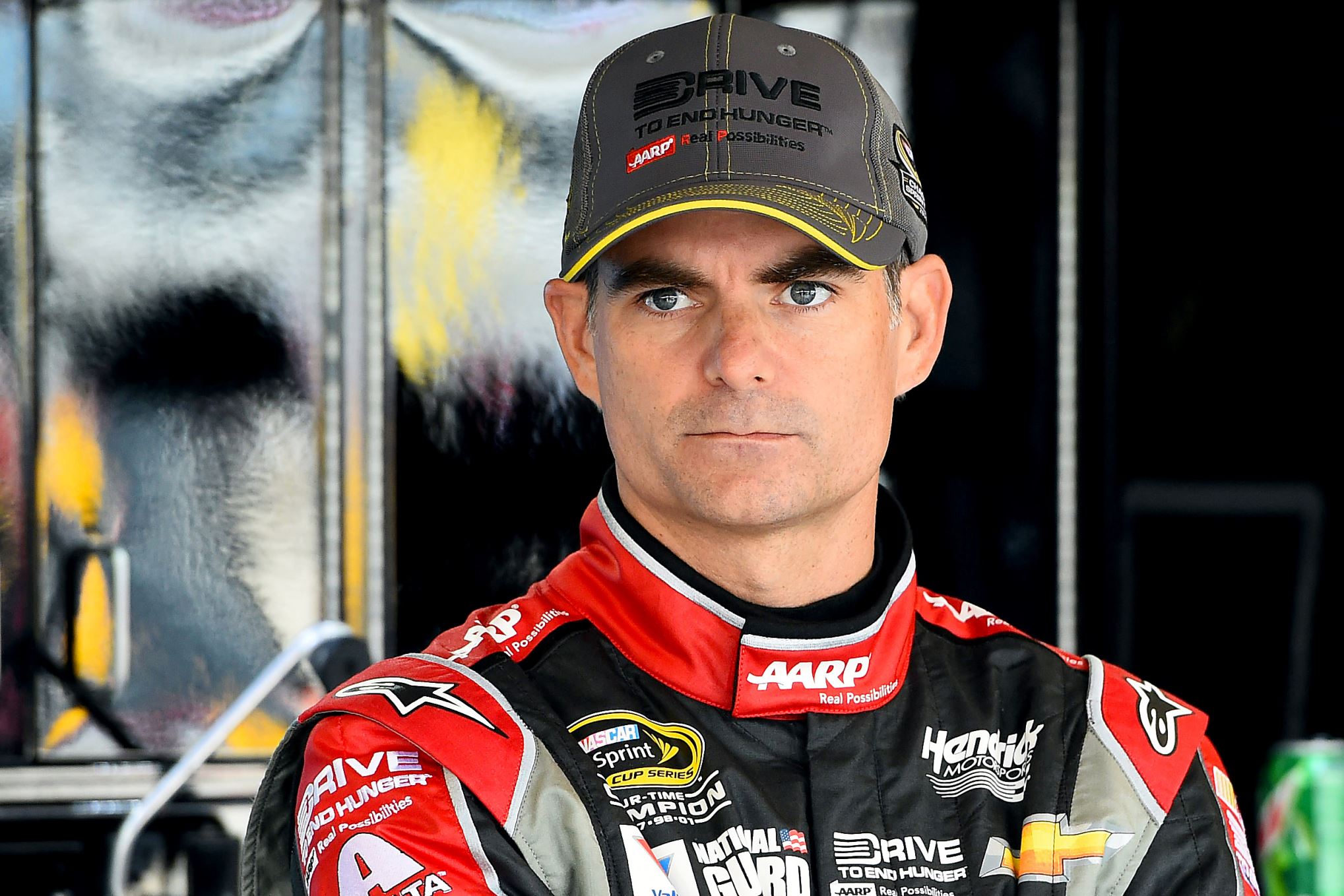 NASCAR Sprint Cup Series driver Jeff Gordon stands in the garage during practice for the MYAFIBSTORY.COM 400 on Sept. 12 at Chicagoland Speedway in Joliet, Ill.