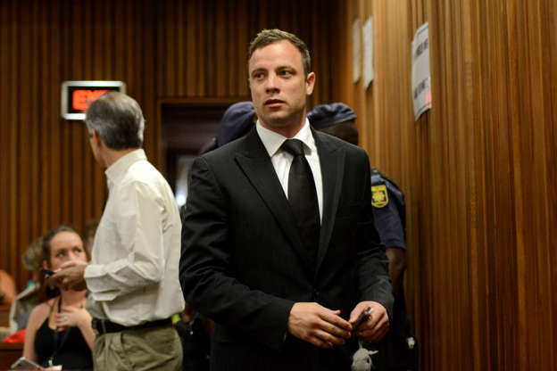 Oscar Pistorius arrives for his sentencing at the North Gauteng High Court in Pretoria, South Africa, Oct. 21, 2014.