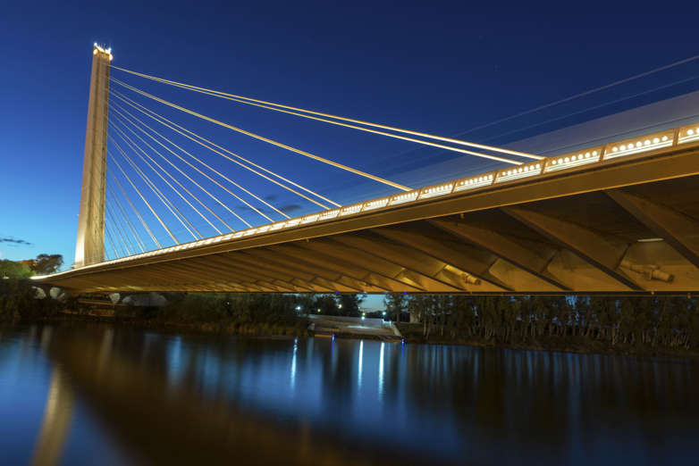 The modern suspension bridge over the River Guadalquivir was completed in 1992 in time for the World Expo, Seville