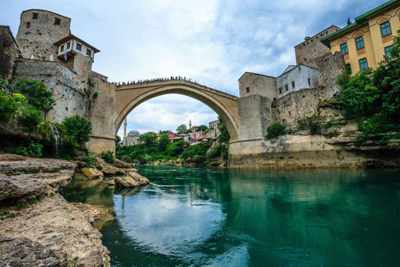 Stari Most over Neretva River in Mostar.