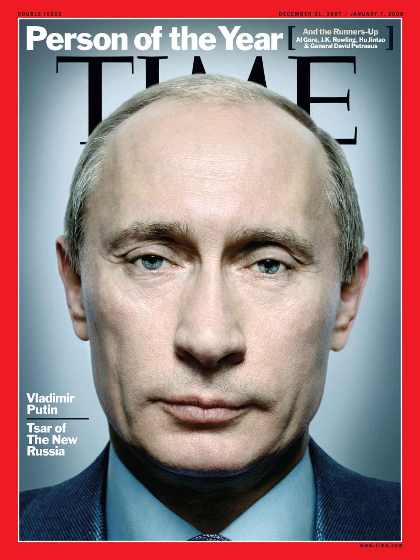 In 2007, Time magazine named Russian President Vladimir Putin its Person of the Year, saying he ended chaos in his country and brought it back to the table of world power albeit at the cost of democracy.