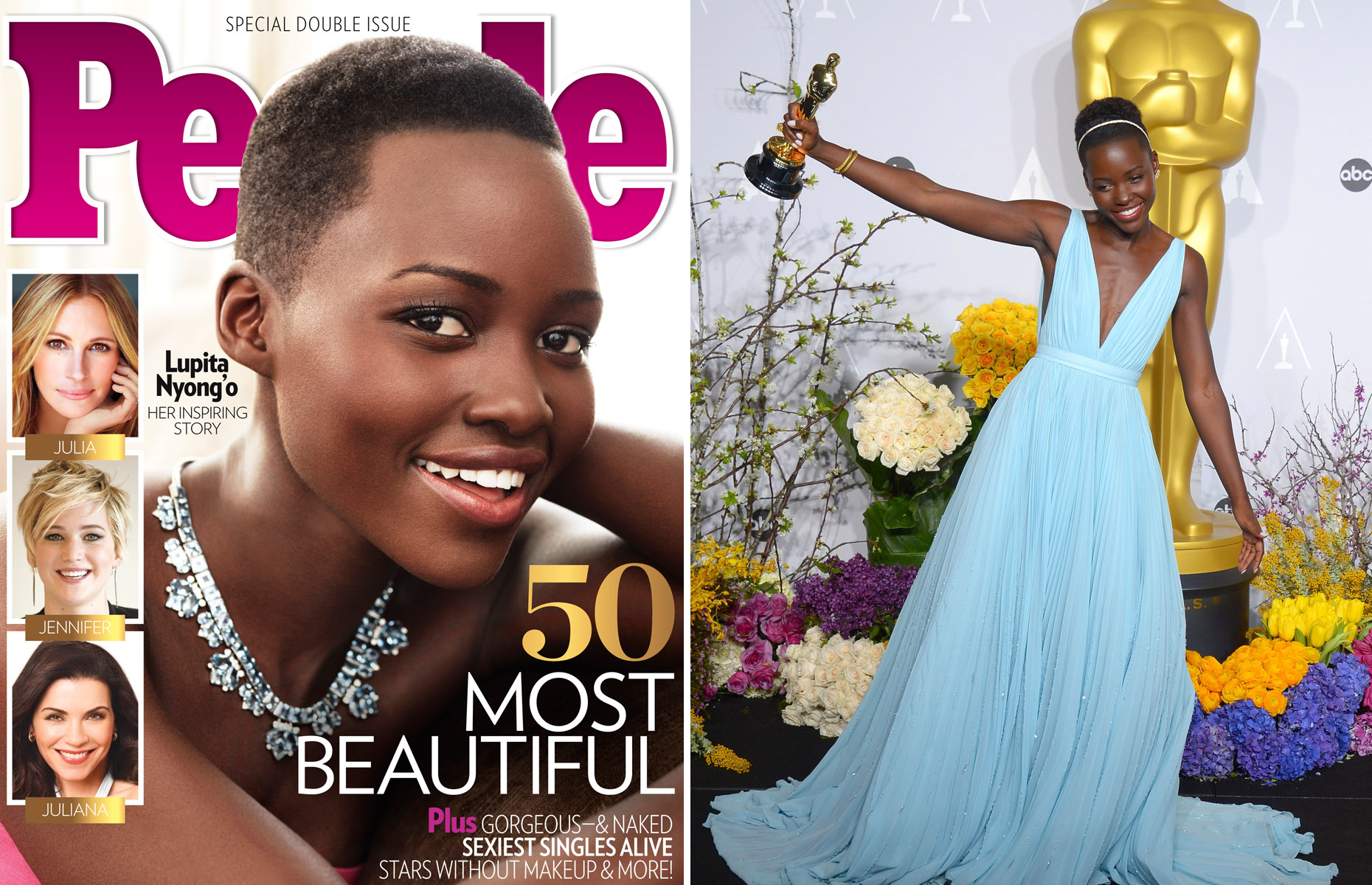 In April, Lupita Nyong'o, who won an Oscar in 2014 for the role of Patsey in Steve McQueen's 12 Years a Slave, was chosen as People's Most Beautiful. The 31-year-old actress had also recently signed a deal with cosmetics company Lancome.