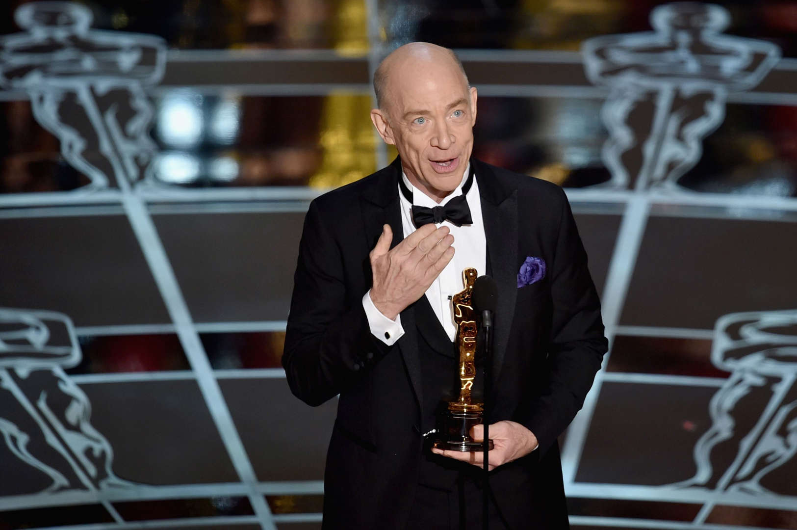 HOLLYWOOD, CA - FEBRUARY 22:  Actor J.K. Simmons accepts the Actor in a Supporting Role Award for "Whiplash" onstage during the 87th Annual Academy Awards at Dolby Theatre on February 22, 2015 in Hollywood, California.  (Photo by Kevin Winter/Getty Images)