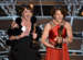 Dana Perry, left, and Ellen Goosenberg Kent accept the award for best short subject documentary for “Crisis Hotline: Veterans Press 1” at the Oscars on Sunday, Feb. 22, 2015, at the Dolby Theatre in Los Angeles. (Photo by John Shearer/Invision/AP)