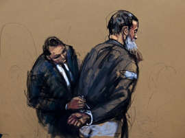 A courtroom sketch shows Nazih al-Ragye known by the alias Abu Anas al-Liby as he appears in Manhattan Federal Court for an arraignment in New York, October 15, 2013.