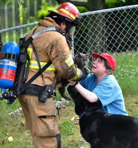 This fireman risked his life to save her cat.