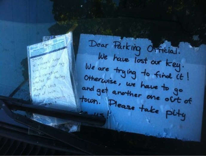 A parking officer takes pity.