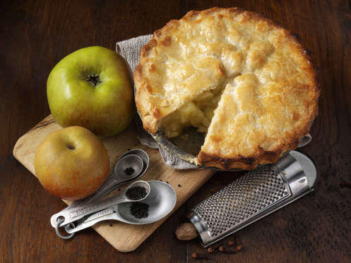 Apple pie with ingredients