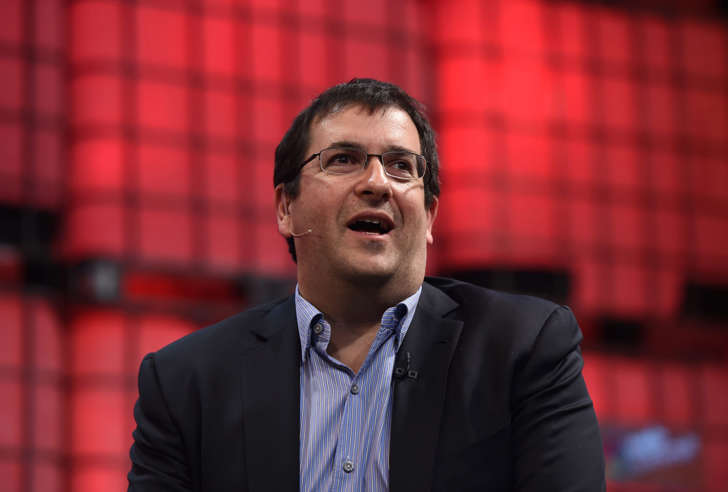In this handout image supplied by Sportsfile, Dave Goldberg, CEO of Survey Monkey, speaks on the centre stage during Day 2 of the 2014 Web Summit at the RDS on November 5, 2014 in Dublin, Ireland.