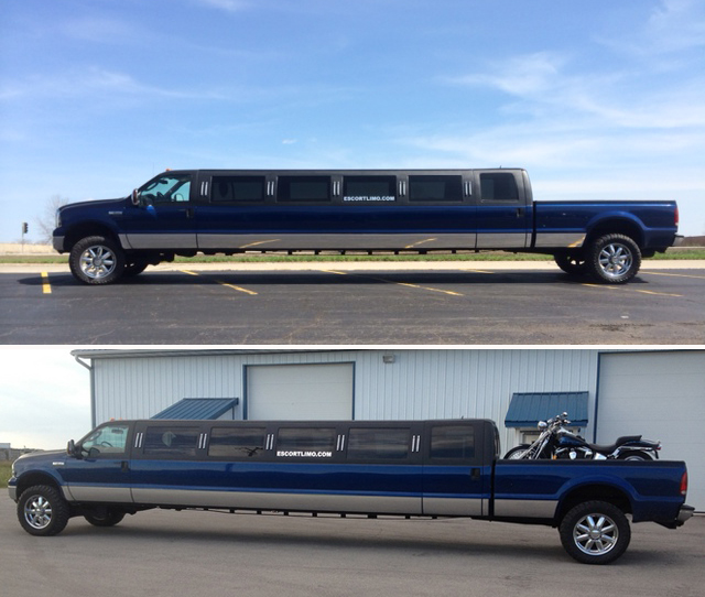 Escort Limousine's 20-passenger Blue F350 Monster Truck