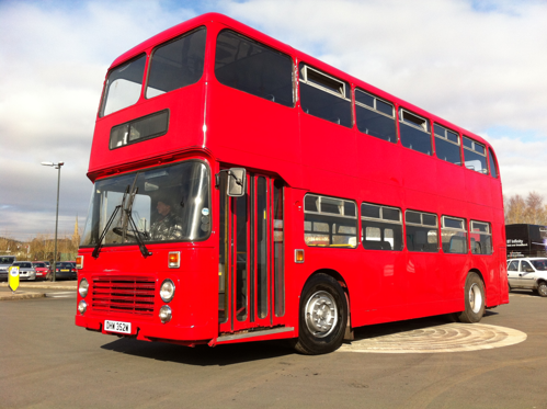 This double decker London bus was custom converted for use as a limousine by RockStar Limo. It can hold up to 70 passengers