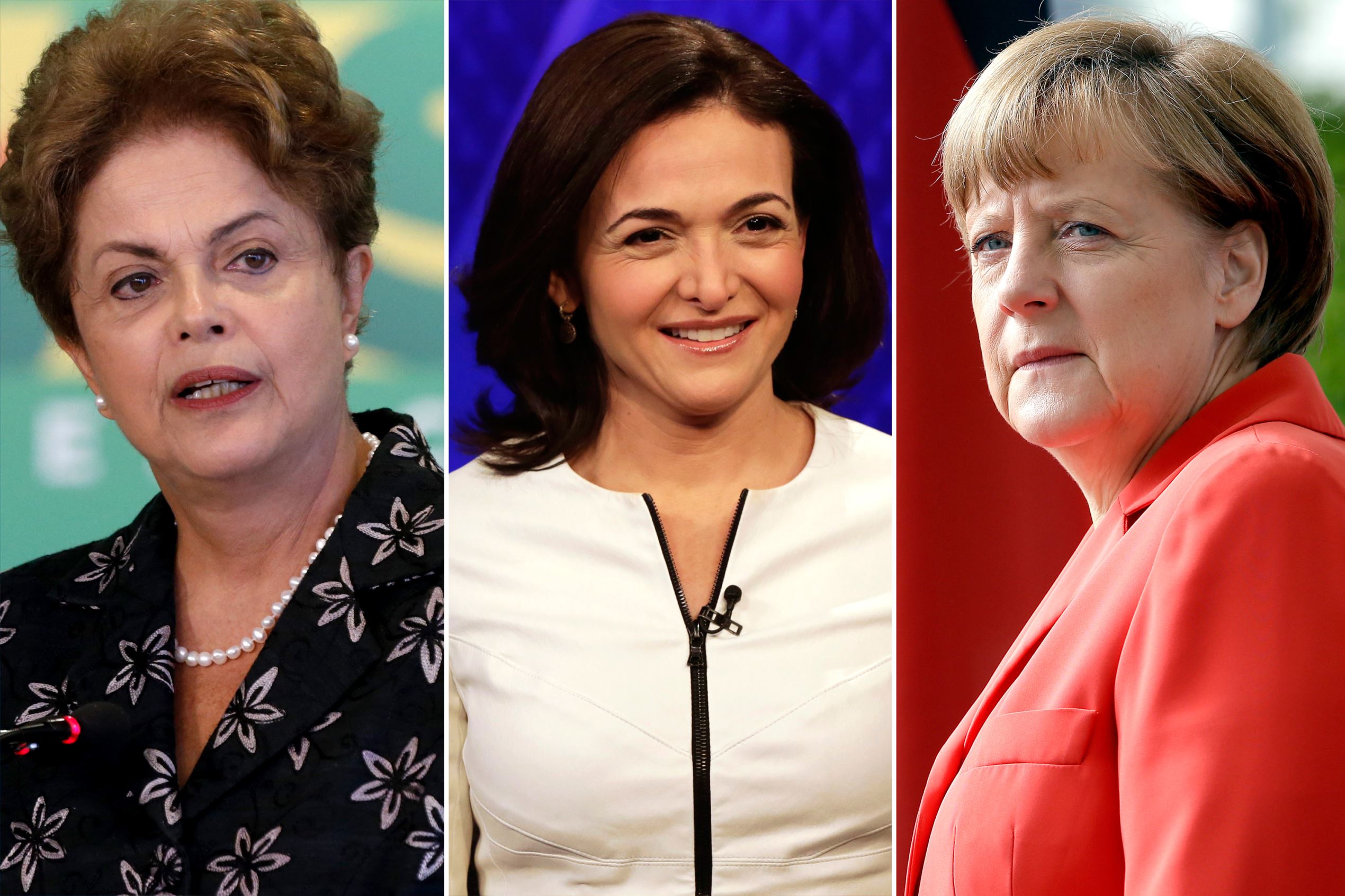 Brazil’s President Dilma Rousseff, speaks during ceremony to launch measures for the modernization of soccer, at the Planalto Presidential Palace, in Brasilia, Thursday, March 19, 2015. The measures presents, among other topics, the organization and management of the sport in the country and debt renegotiation of football clubs with the government. (AP Photo/Eraldo Peres)<br /><br /><br />
Facebook COO Sheryl Sandberg is interviewed by Megyn Kelly, during a segment of her Fox News Channel “The Kelly File,” program, in New York,  Thursday, March 5, 2015. Sandberg has enlisted NBA stars LeBron James, Stephen Curry and some of the basketball league's other top players to convince more men to join the fight for women's rights at home and at work. (AP Photo/Richard Drew)</p><br /><br />
<p>German Chancellor Angela Merkel waits for the arrival of Estonia's President Toomas Hendrik Ilves for a meeting at the chancellery in Berlin, Germany Tuesday, May 19, 2015. (AP Photo/Michael Sohn)