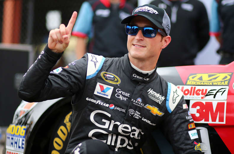 Kasey Kahne wins the pole during qualifying for the NASCAR Sprint Cup Series Quicken Loans 400 at Michigan International Speedway on Friday in Brooklyn, Mich.