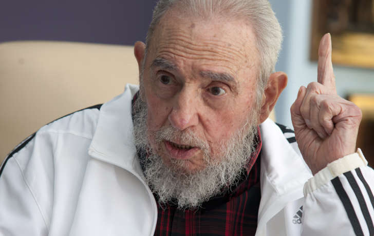 FILE - In this July 11, 2014 file photo, Cuba's Fidel Castro speaks during a meeting with Russia's President Vladimir Putin, in Havana, Cuba. Social media around the world have been flooded with rumors of Castro's death, but there was no sign Friday, Jan. 9, 2015, that the reports were true, even if the 88-year-old former Cuban leader has not been seen in public for months.