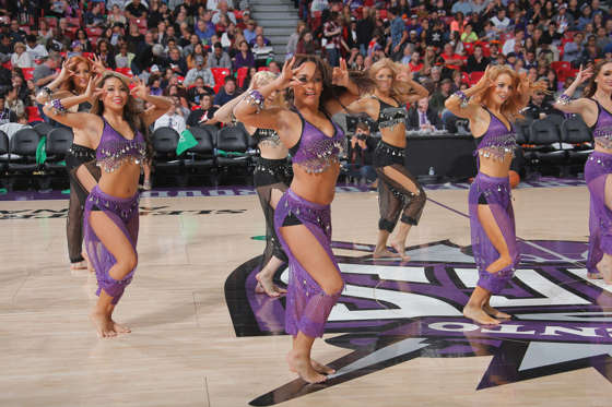 Cheerleaders perform during the game between the Sacramento Kings and the Los Angeles Clippers on January 17, 2015 at Sleep Train Arena in Sacramento, California.