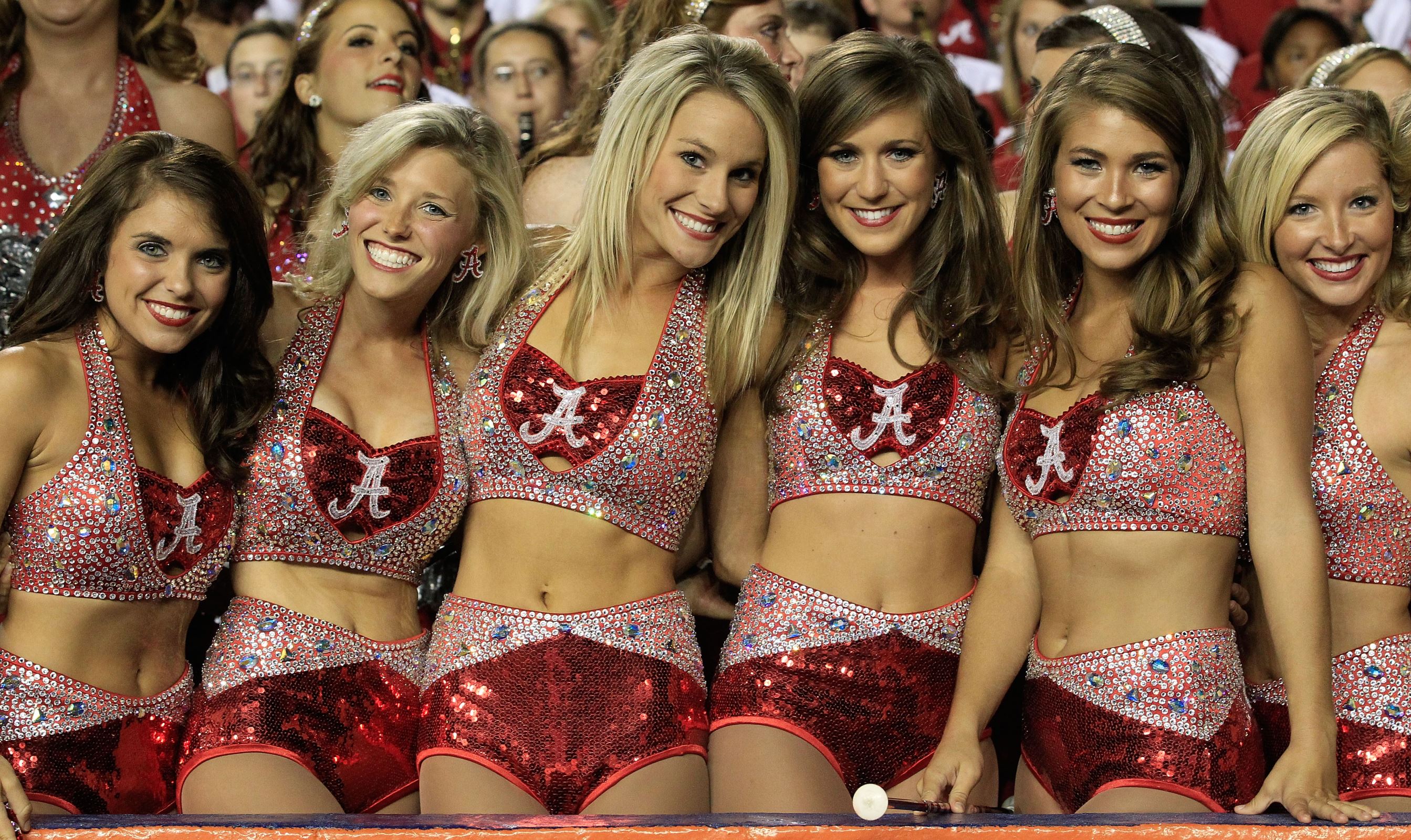 Alabama Crimson Tide cheerleaders perform during a game against the Florida Gators