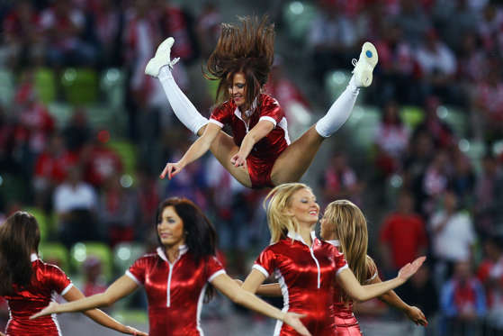 Cheerleader perform at half time of the International friendly match between Poland and Germany at PGE Arena on September 6, 2011 in Gdansk, Poland.