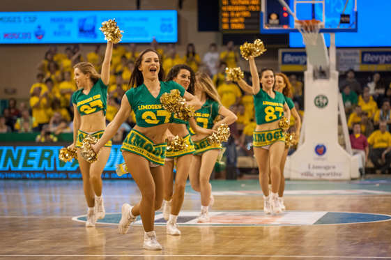 Cheerleaders in action during the 2014-2015 Turkish Airlines Euroleague Basketball Regular Season Date 5 game between Limoges CSP vs CSKA Moscow at Beaublanc on November 14, 2014 in