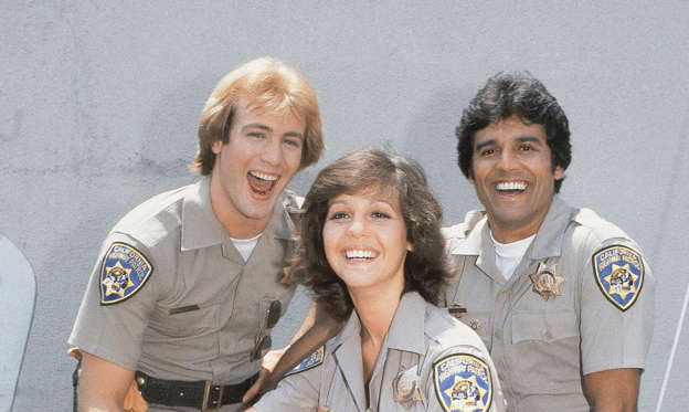 Slide 3 of 12: Erik Estrada with his new partners on NBC-TV’s "Chips&q...