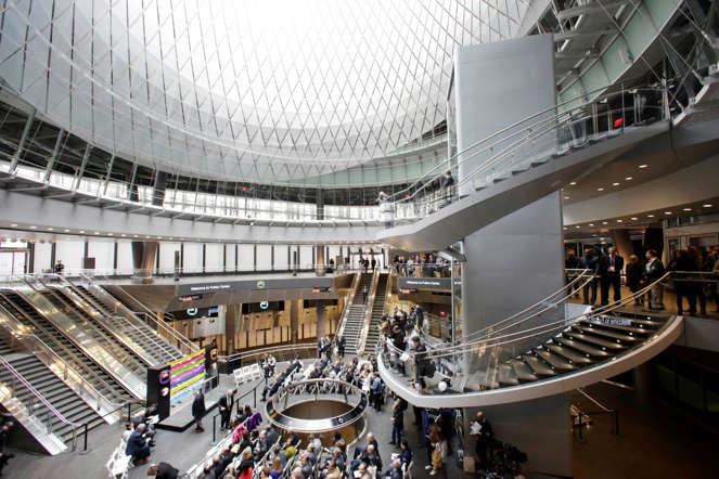 The newly-opened Fulton Center transit hub in New York is getting rave reviews from subway riders. The station has opened after 10 years and at a cost of over US$1 bn. Featuring a giant rooftop skylight and digital information screens, the transit hub has been called a ‘modern gem’.</p><br />
<p>Click through to find other stunning metro stations from around the world.